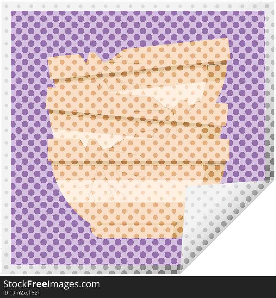 stack of cracked old bowls graphic vector illustration square sticker. stack of cracked old bowls graphic vector illustration square sticker