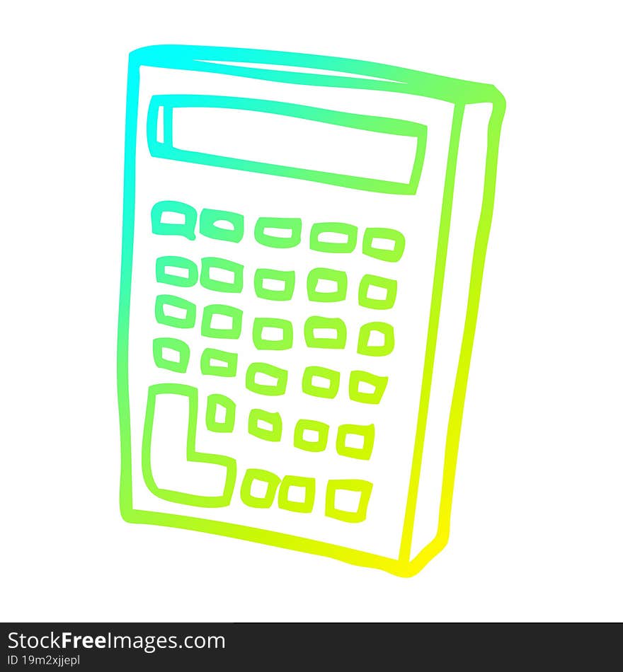 cold gradient line drawing cartoon calculator