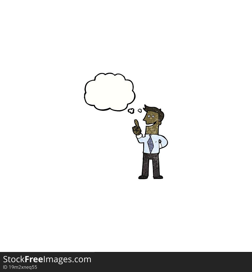 cartoon businessman with brilliant idea