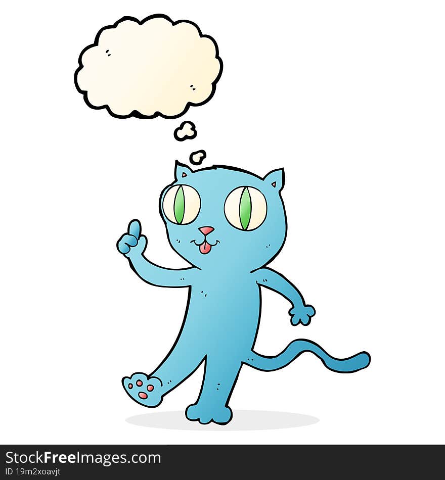 Cartoon  Cat With Idea With Thought Bubble