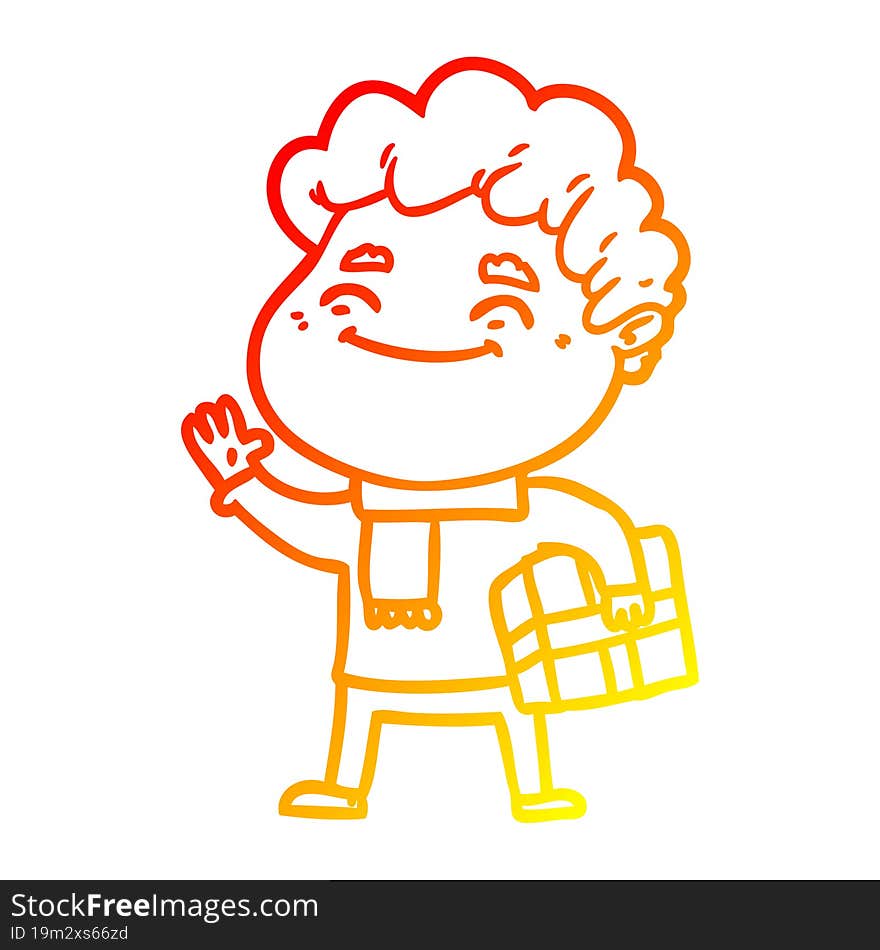 warm gradient line drawing cartoon friendly man