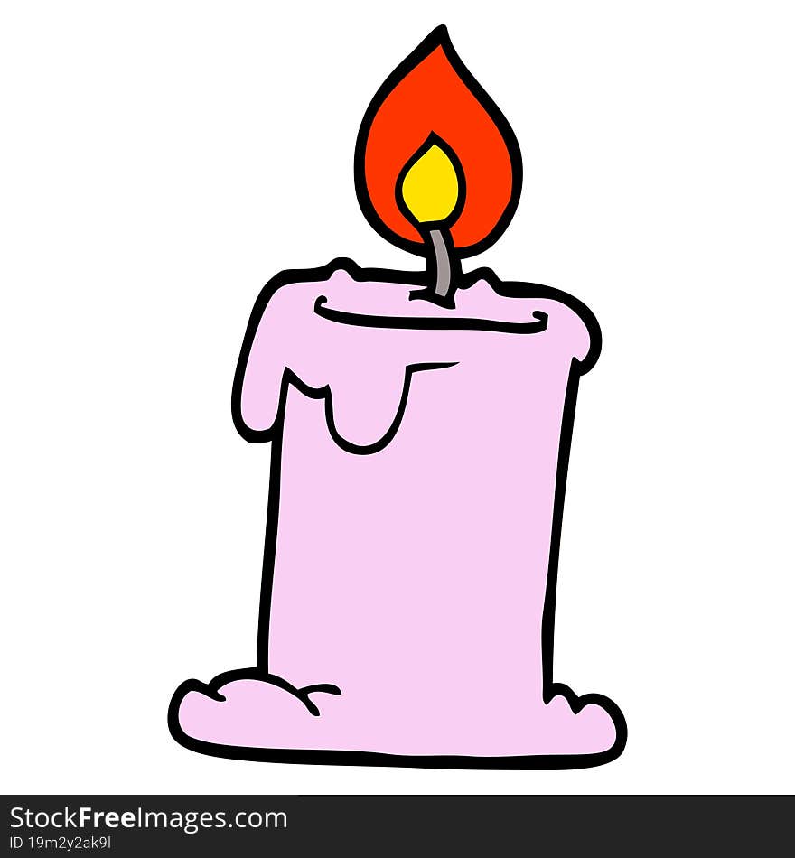 cartoon doodle lit candle