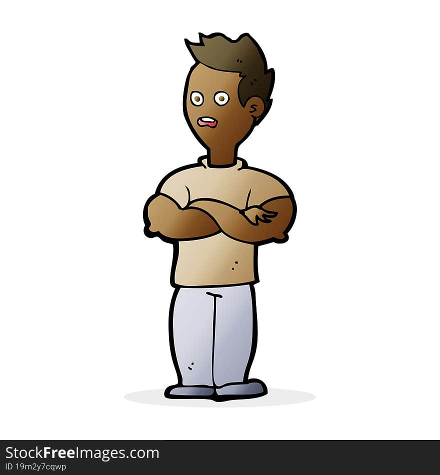 cartoon man with crossed arms