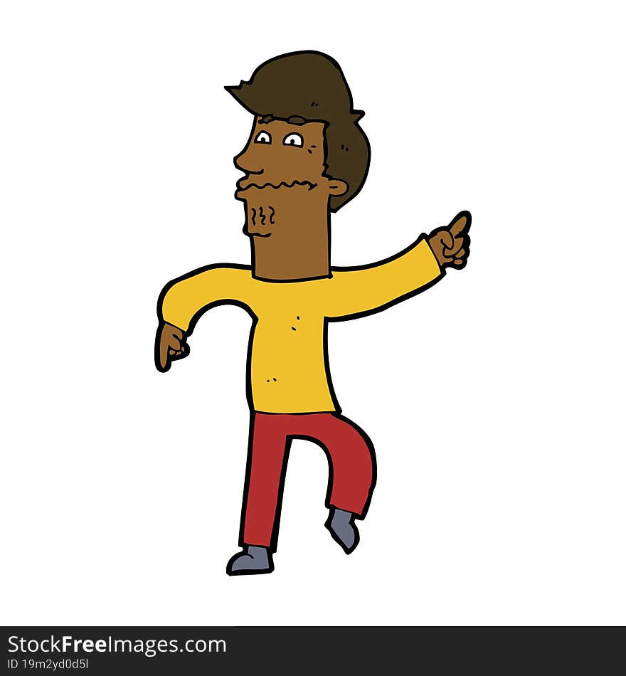 cartoon worried man pointing