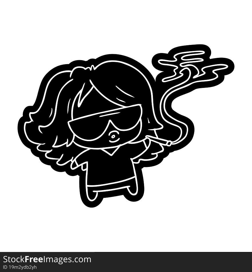 cartoon icon cute kawaii smoking a joint