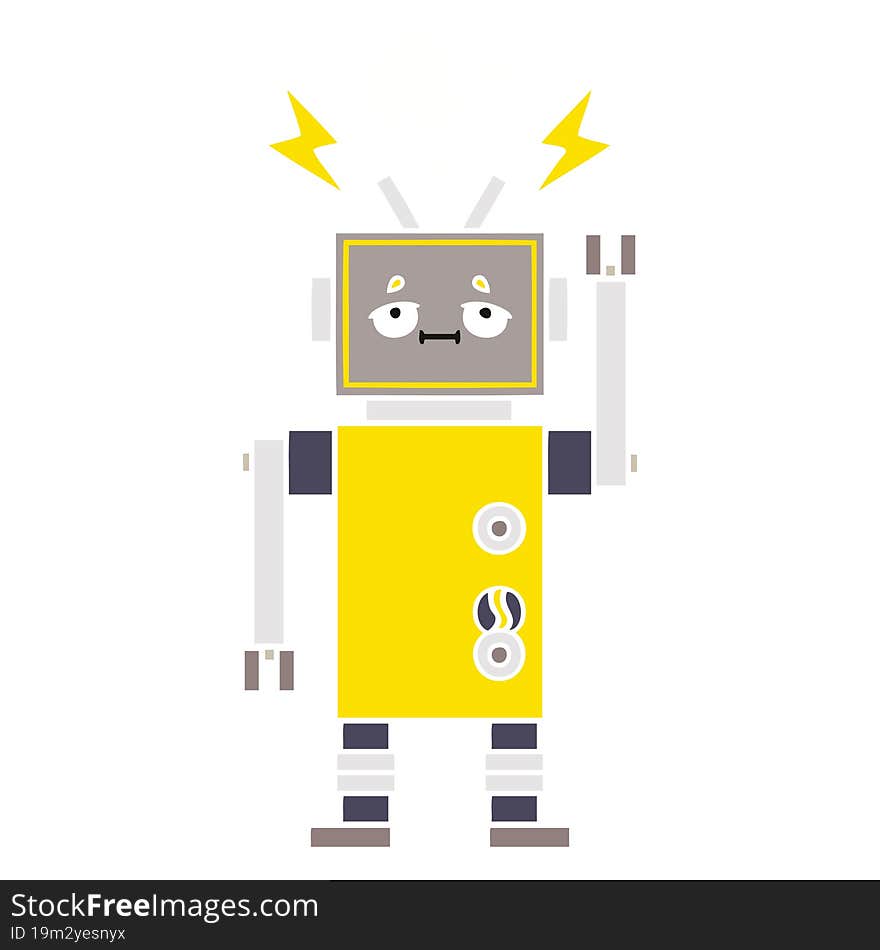 Flat Color Retro Cartoon Robot