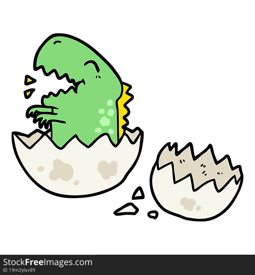 cartoon dinosaur hatching from egg. cartoon dinosaur hatching from egg