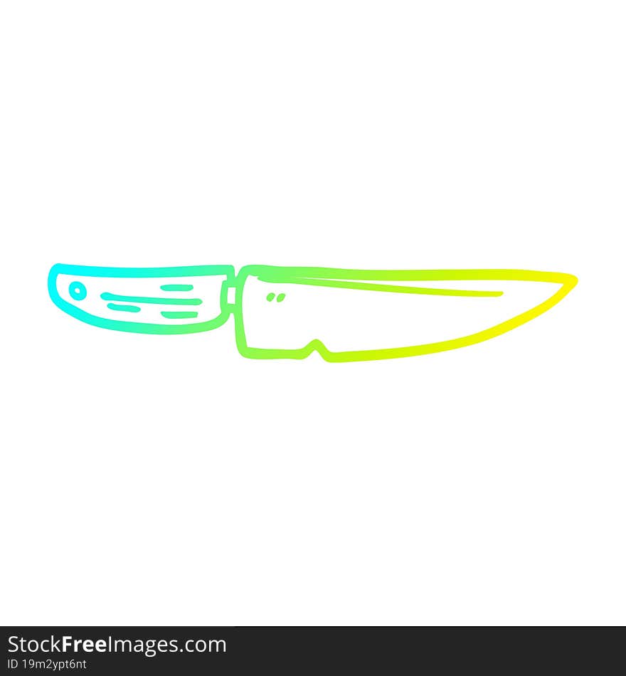 cold gradient line drawing of a cartoon chef knife