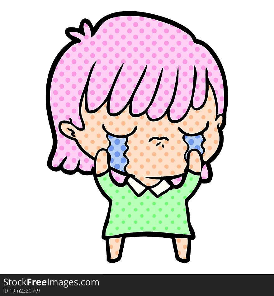 cartoon woman crying. cartoon woman crying