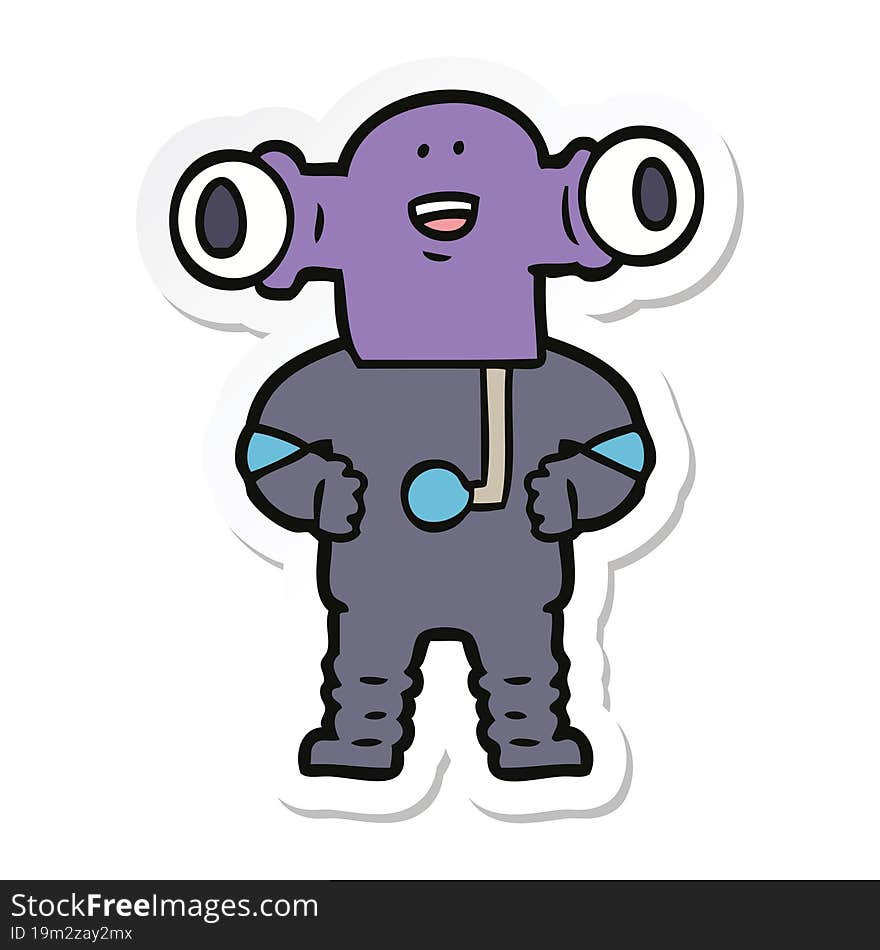 sticker of a friendly cartoon alien