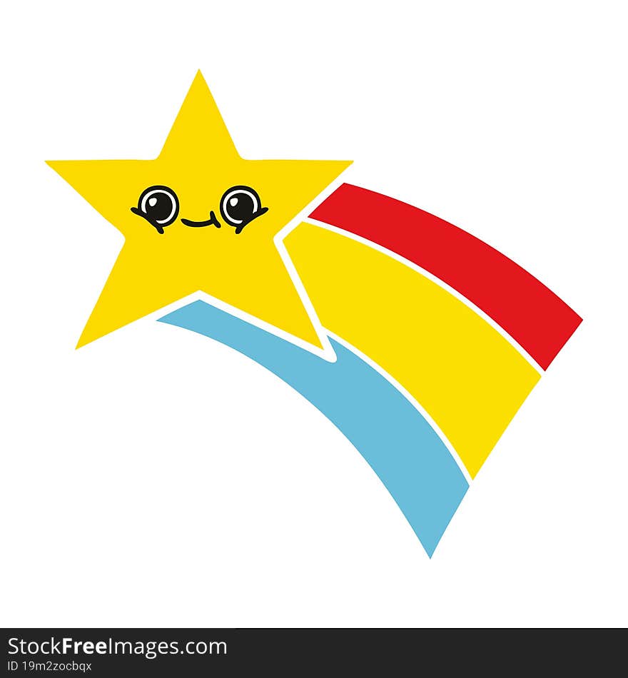 flat color retro cartoon shooting rainbow star