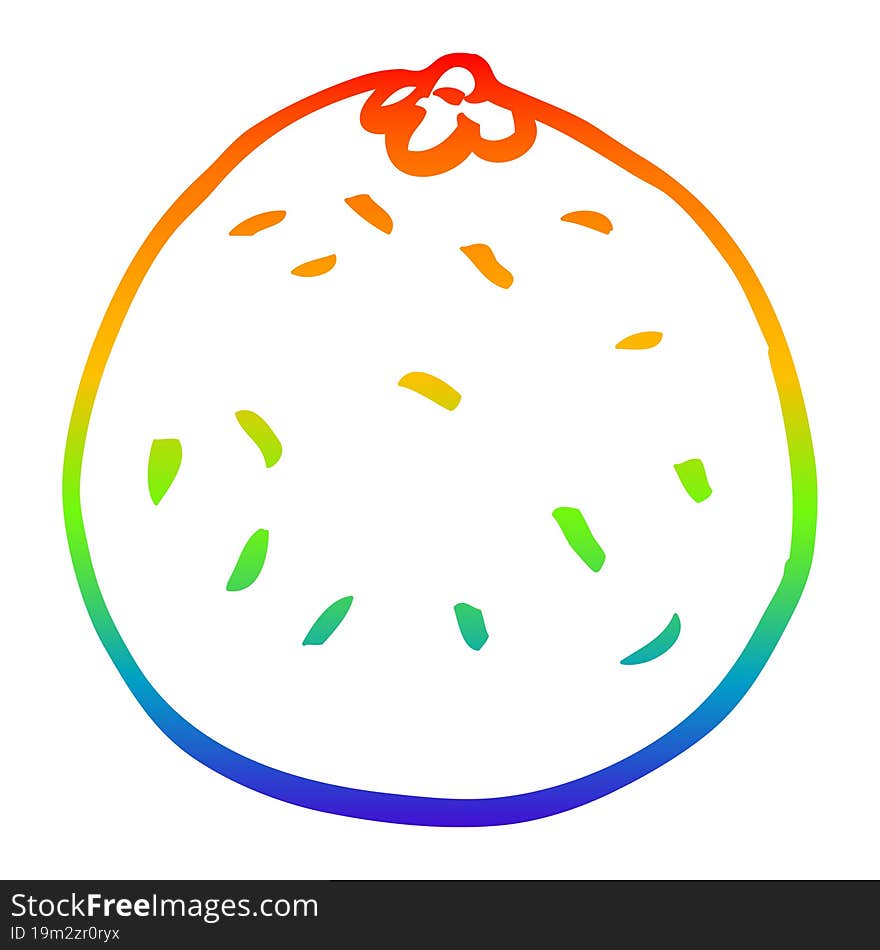 rainbow gradient line drawing of a cartoon citrus orange