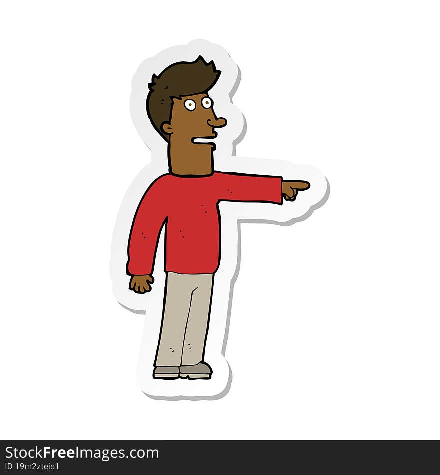 sticker of a cartoon man pointing