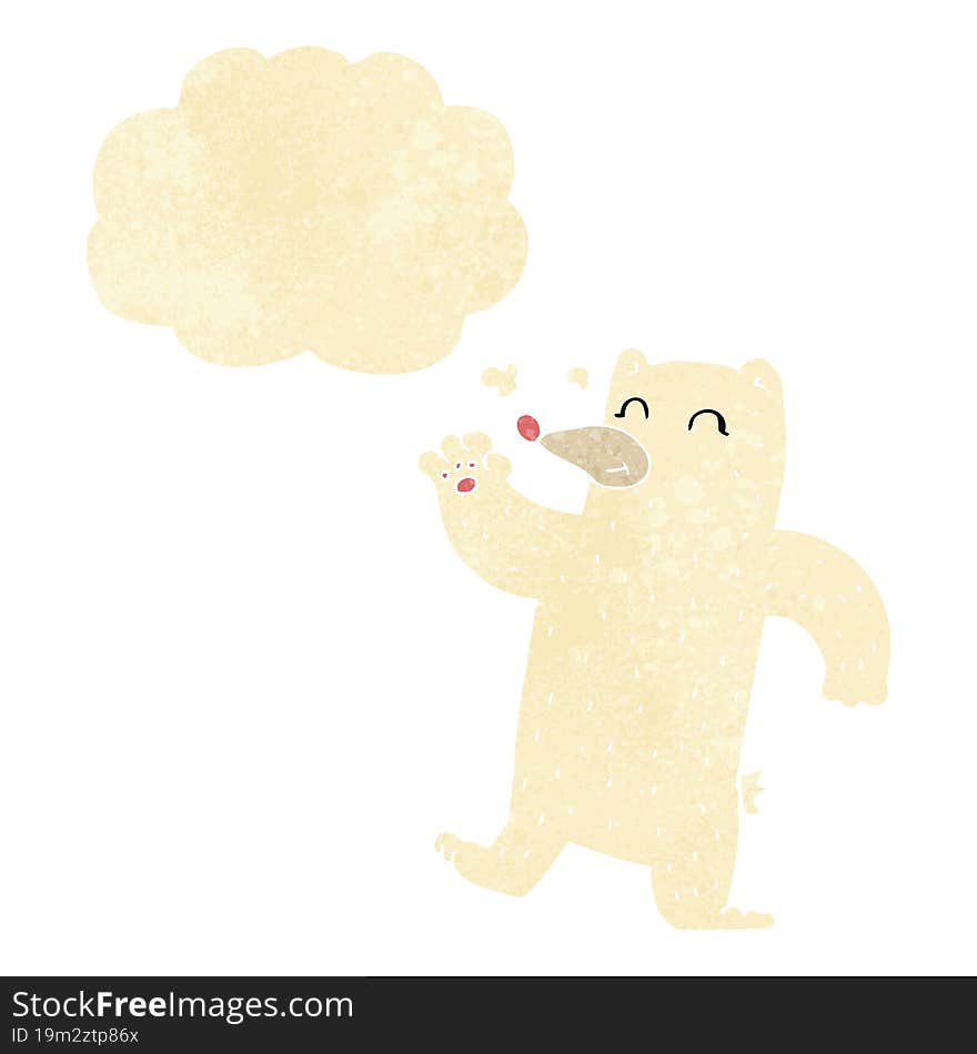 Cartoon Waving Polar Bear With Thought Bubble