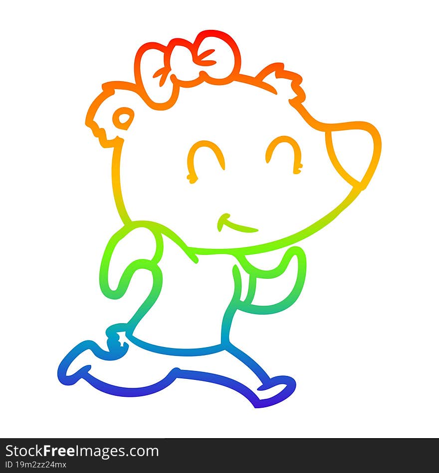 rainbow gradient line drawing female bear jogging