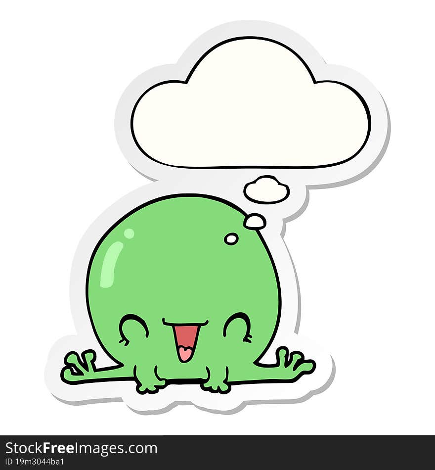 cartoon frog and thought bubble as a printed sticker