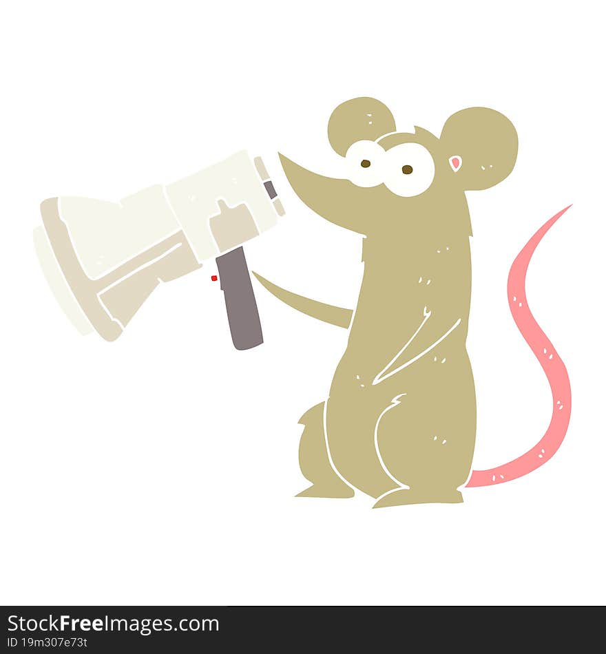 flat color illustration of mouse with megaphone. flat color illustration of mouse with megaphone