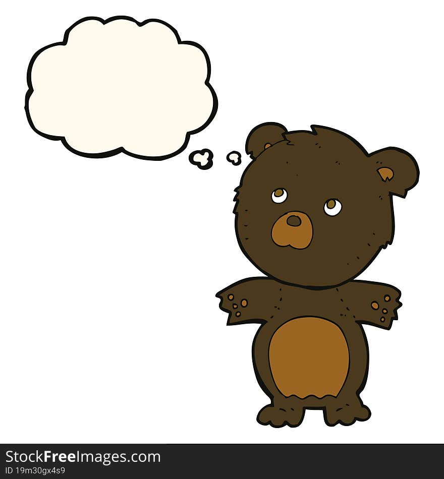 Cartoon Funny Teddy Bear With Thought Bubble