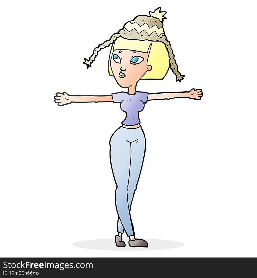 Cartoon Woman Wearing Hat