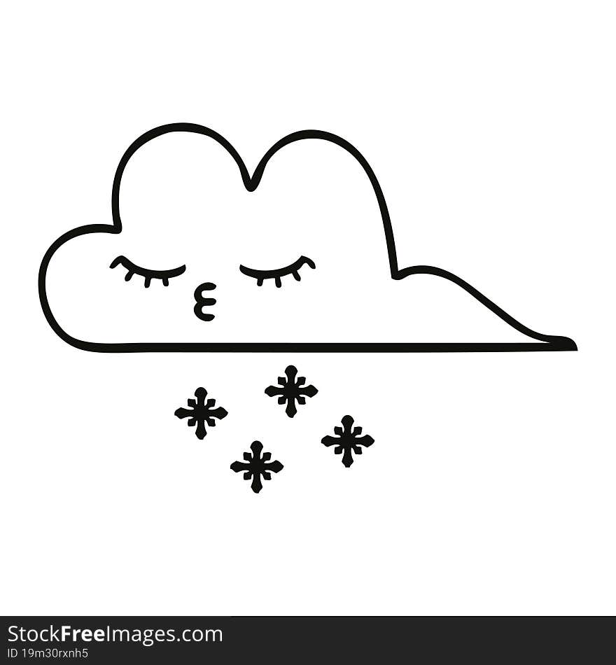 line drawing cartoon snow cloud