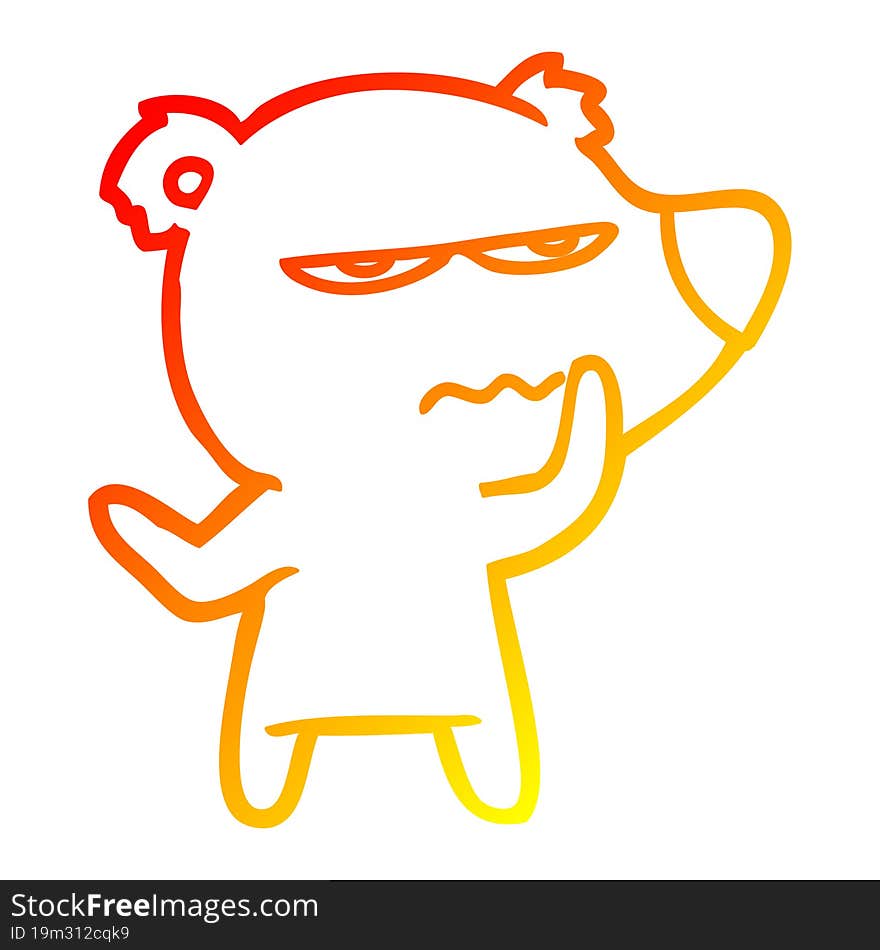 warm gradient line drawing of a angry bear cartoon