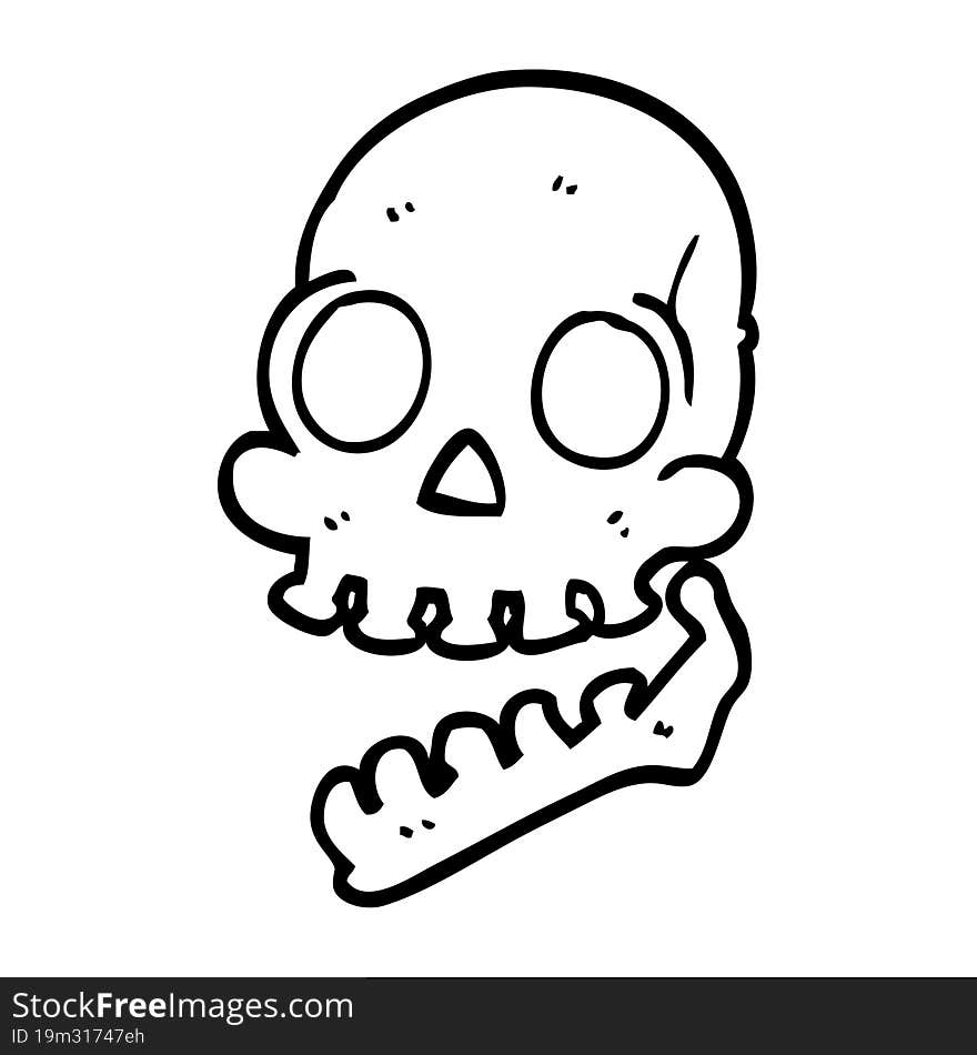 line drawing cartoon skull