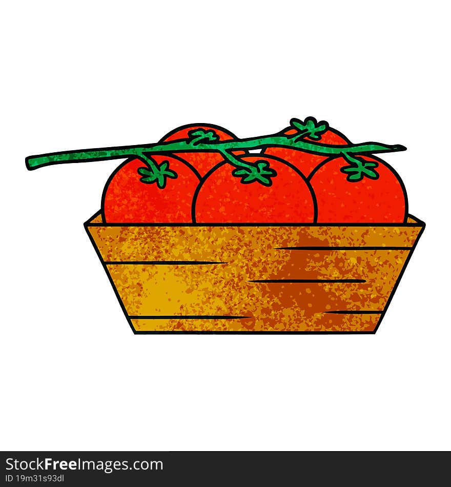 textured cartoon doodle of a box of tomatoes