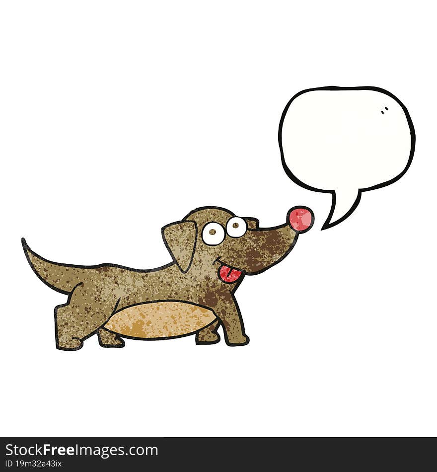 freehand speech bubble textured cartoon happy little dog