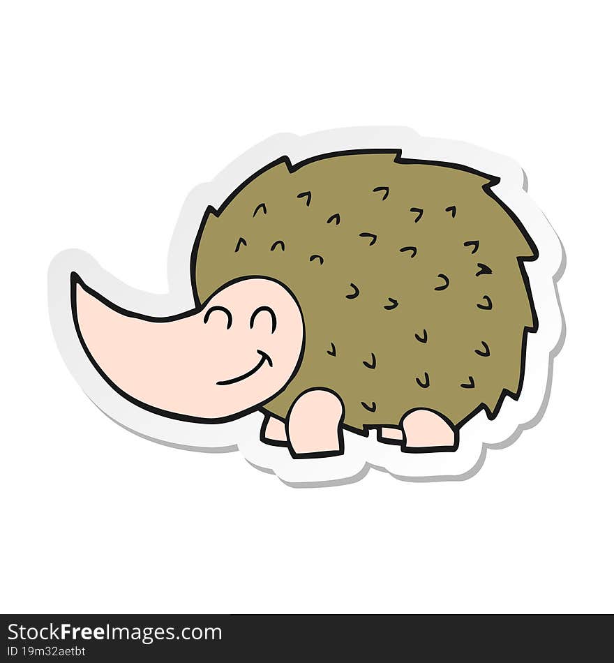 Sticker Of A Cartoon Hedgehog