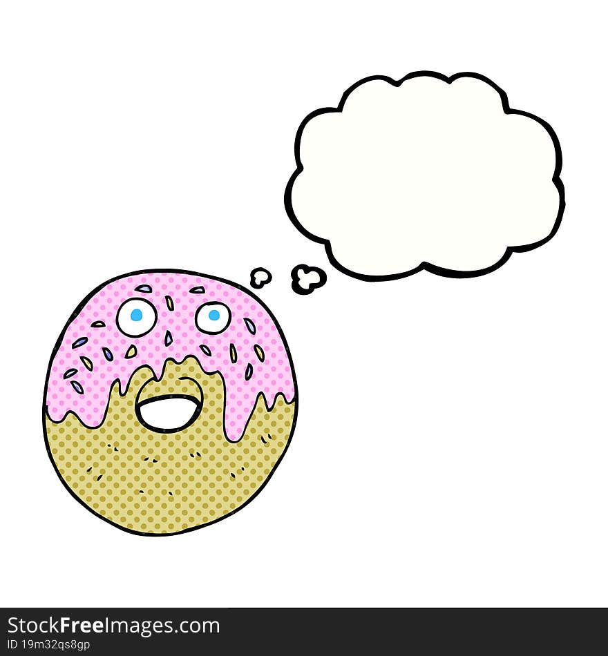 freehand drawn thought bubble cartoon doughnut