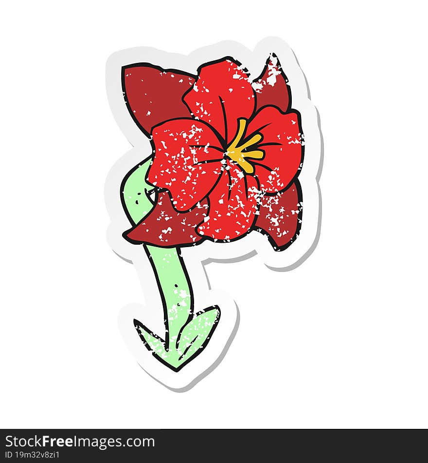 Retro Distressed Sticker Of A Cartoon Flower