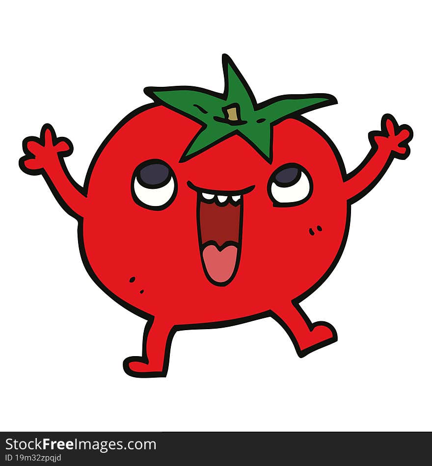 cartoon doodle happy tomato