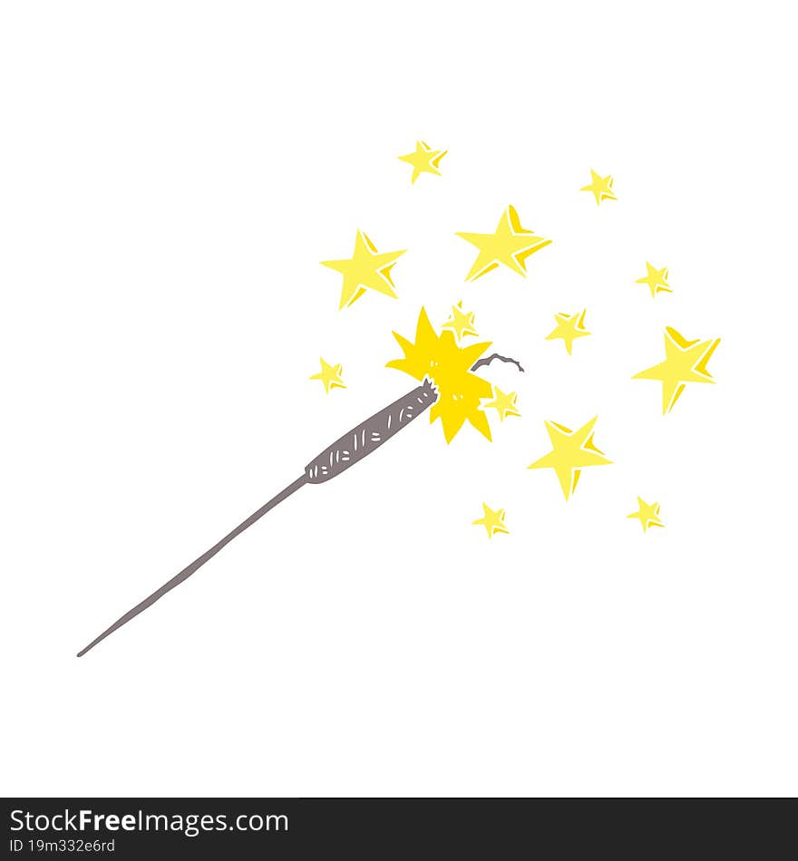 Flat Color Illustration Of A Cartoon Sparkler