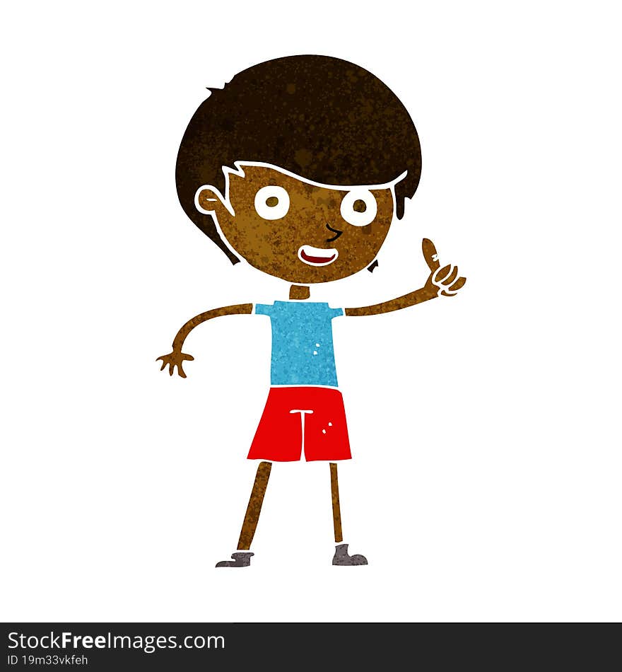 Cartoon Boy Giving Thumbs Up Symbol