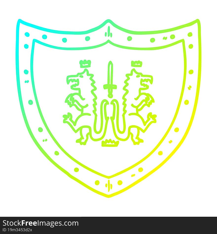 cold gradient line drawing cartoon heraldic shield