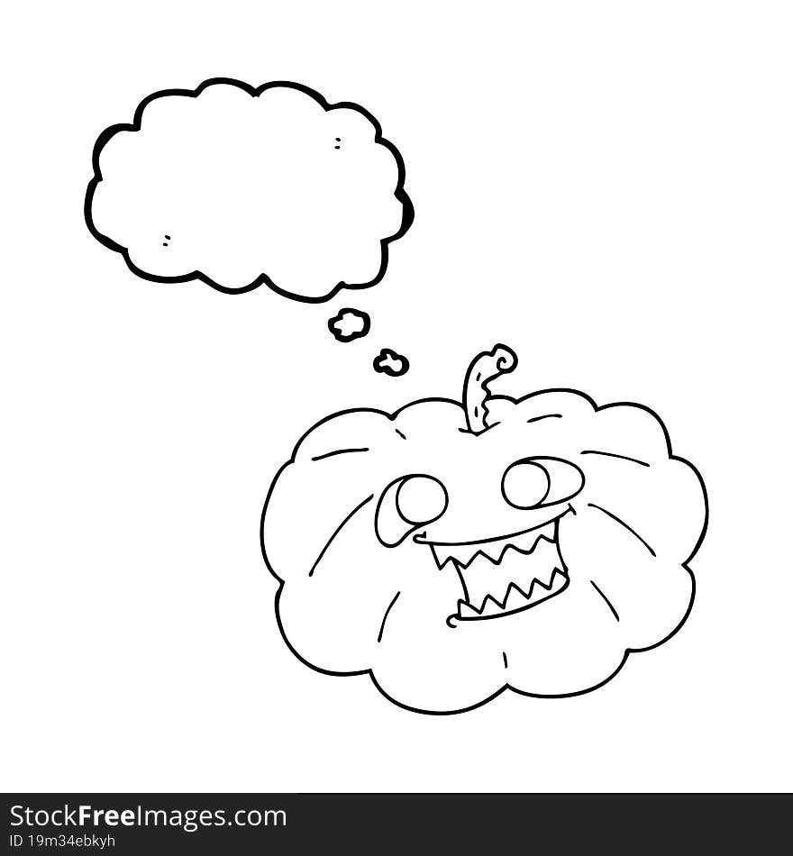 Thought Bubble Cartoon Halloween Pumpkin