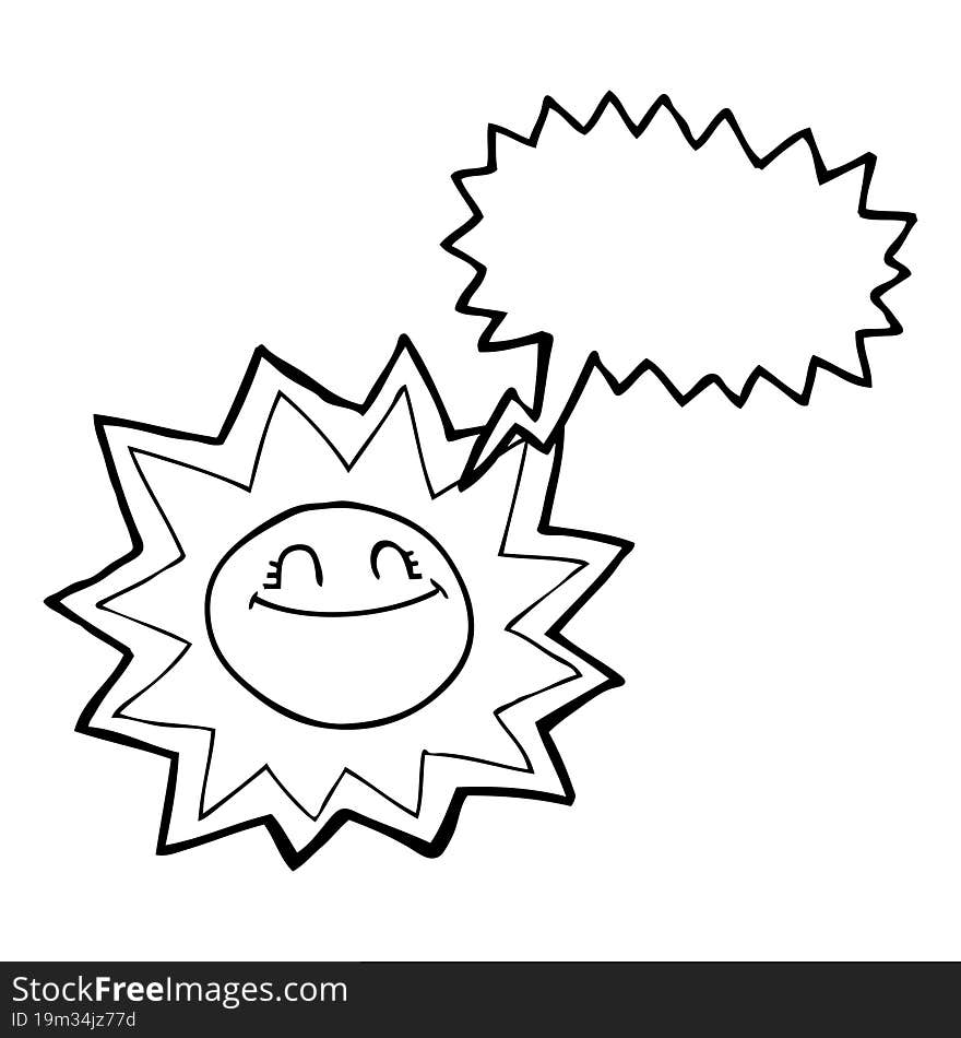 happy speech bubble cartoon sun