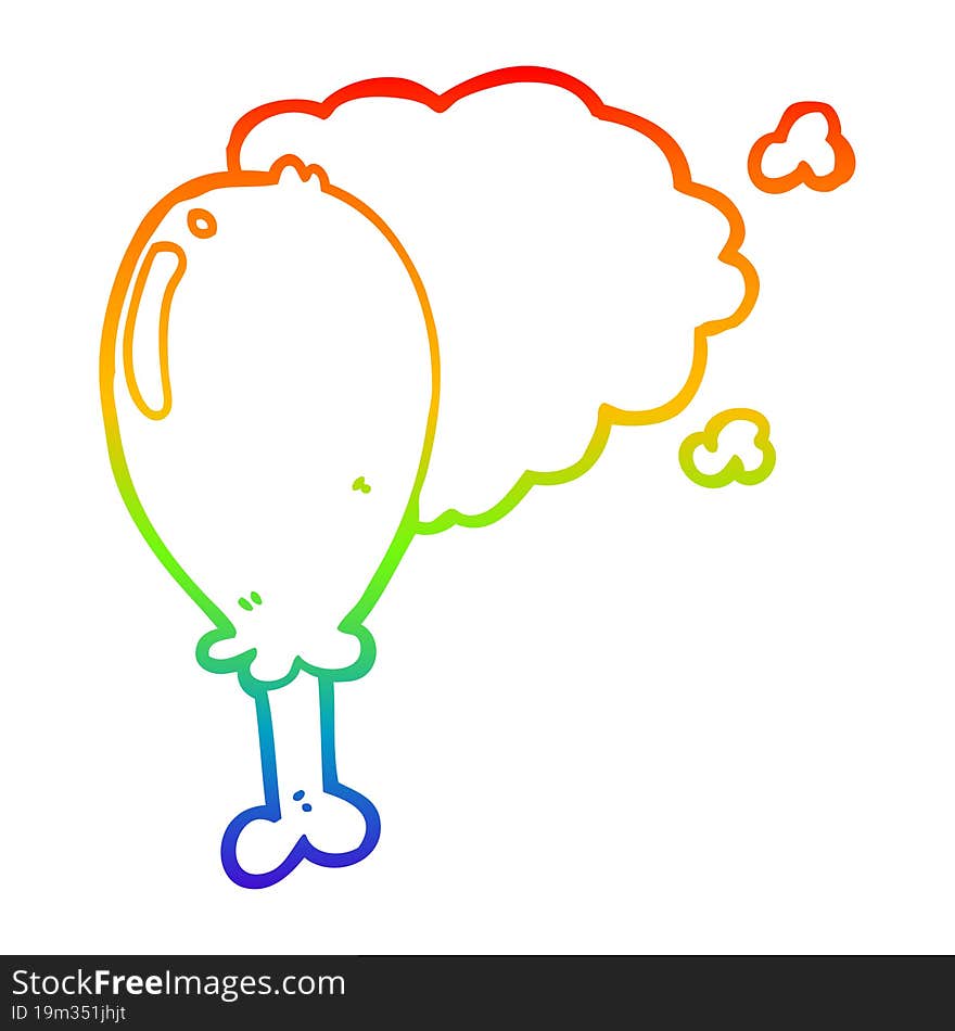 rainbow gradient line drawing cartoon chicken leg