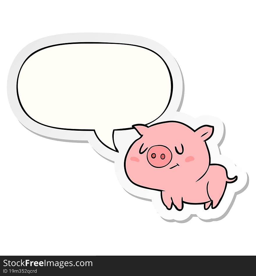 cute cartoon pig with speech bubble sticker. cute cartoon pig with speech bubble sticker