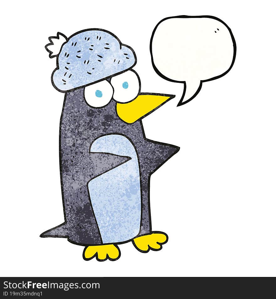 Speech Bubble Textured Cartoon Penguin