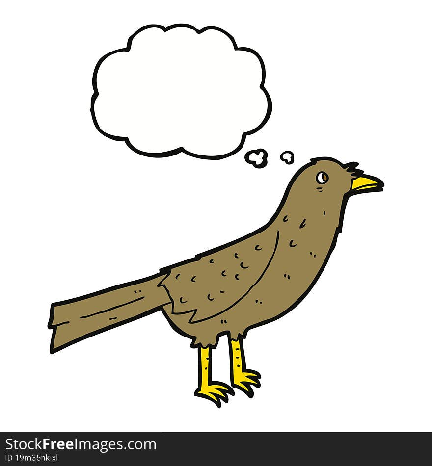 cartoon bird with thought bubble