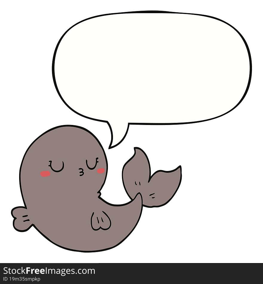 cute cartoon whale and speech bubble