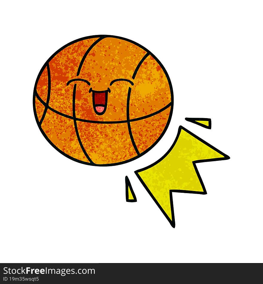 retro grunge texture cartoon basketball