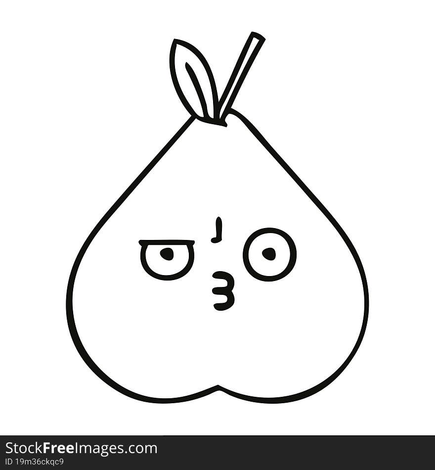 line drawing cartoon green pear