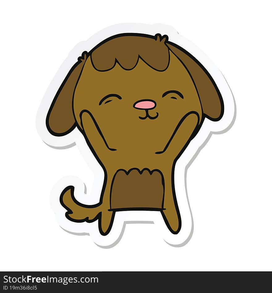 sticker of a happy cartoon dog