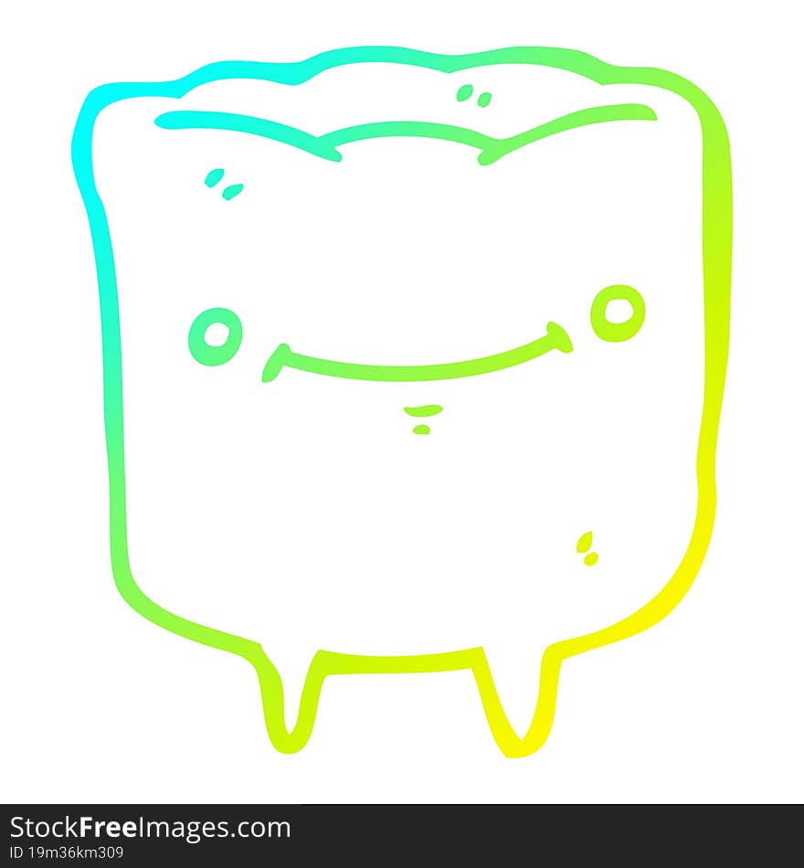 Cold Gradient Line Drawing Cartoon Happy Tooth