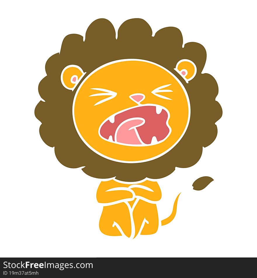 flat color style cartoon angry lion