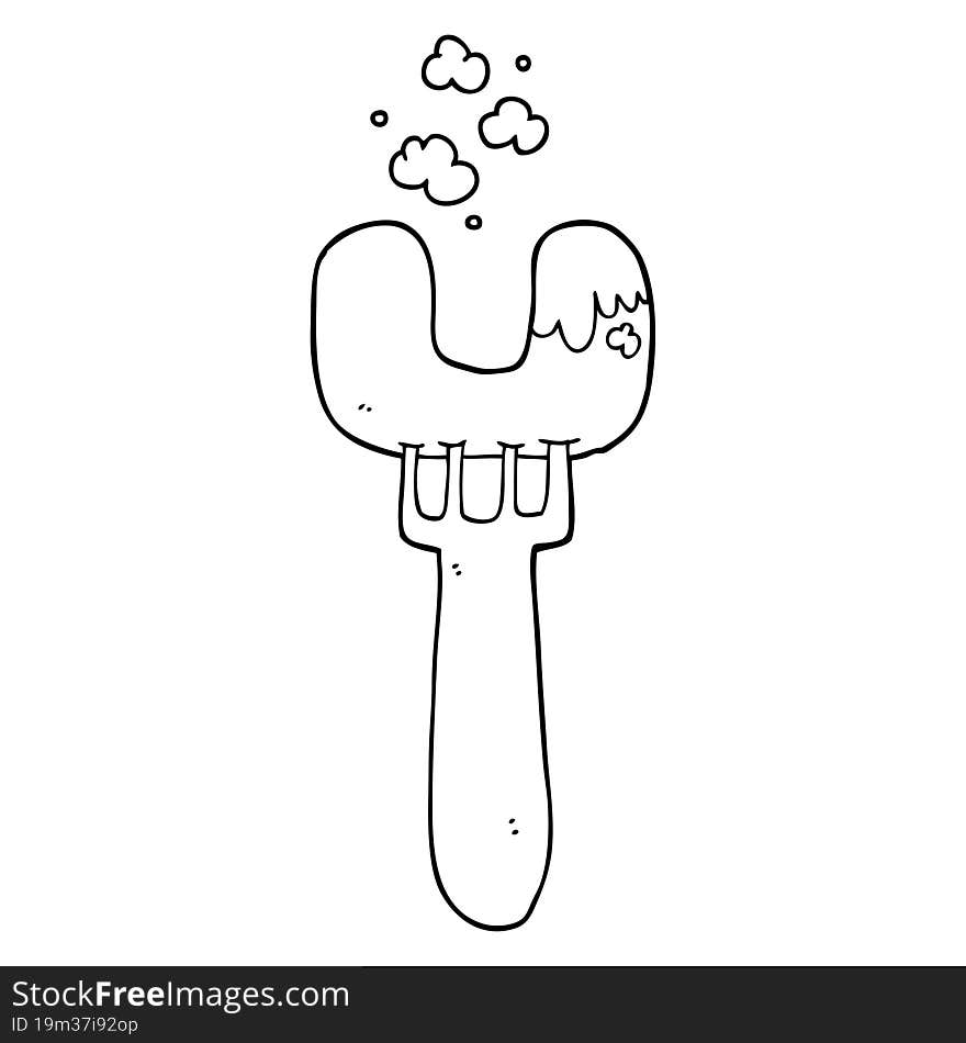 Cartoon Sausage On Fork