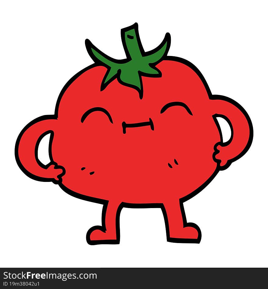 Cartoon Doodle Happy Tomato