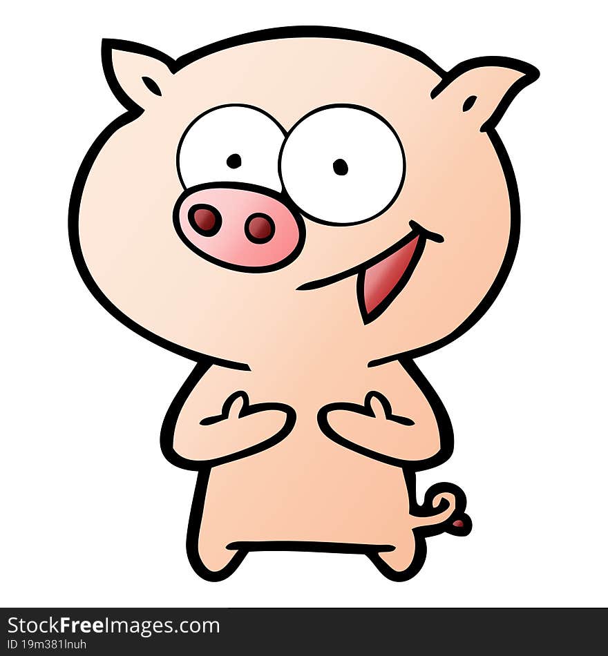 cheerful pig cartoon. cheerful pig cartoon